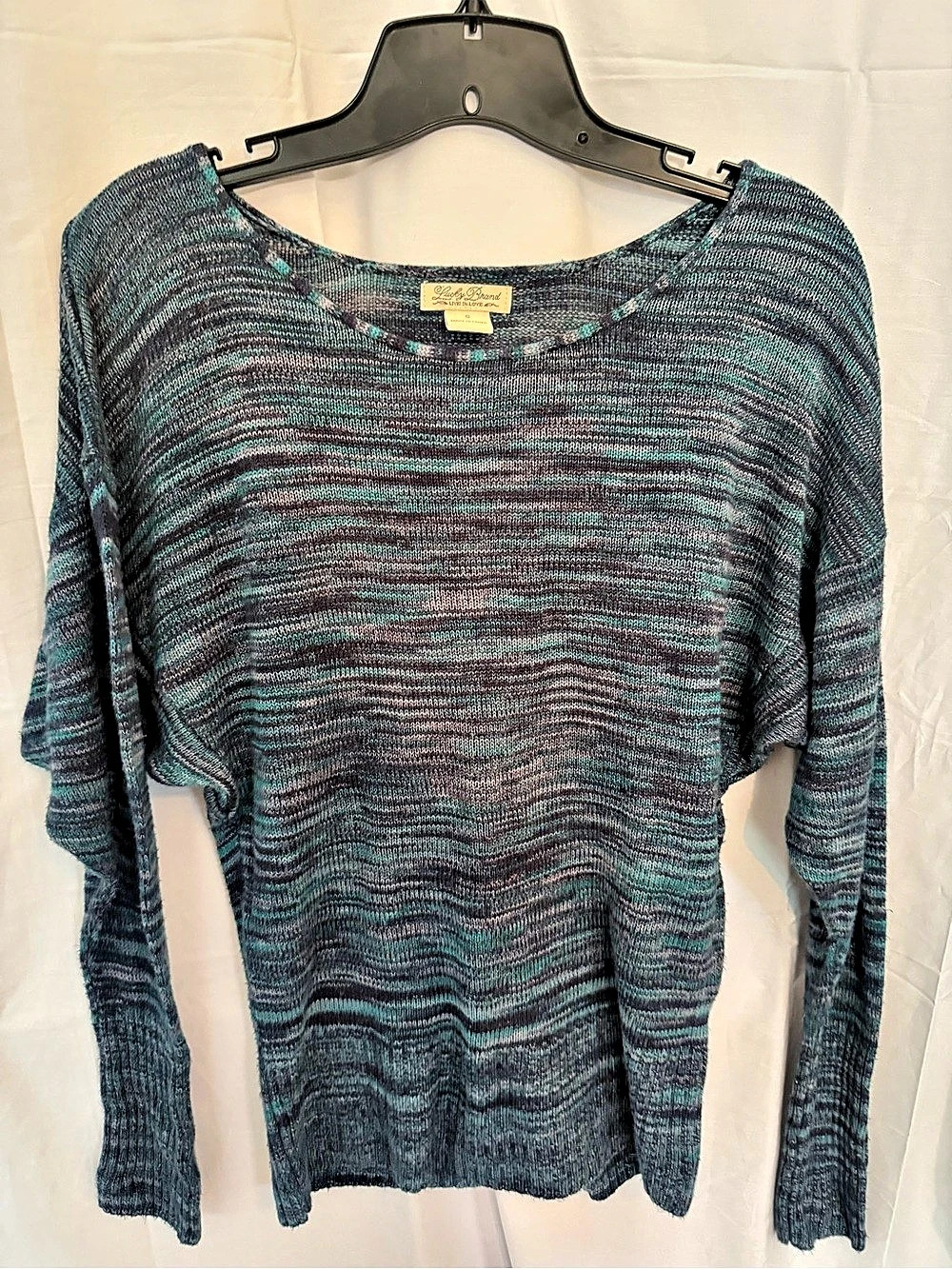 Lucky Brand Women'Small Abstract Knit Top Blue Size Small
